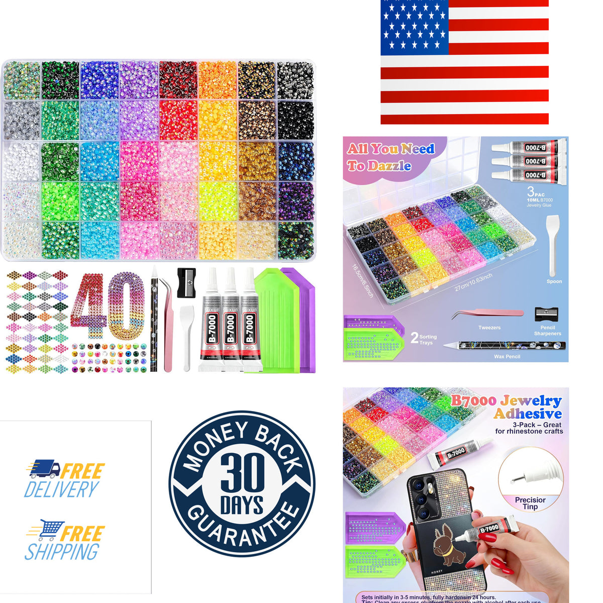 50000 Pcs Rhinestone Bedazzling Kit with 3mm Resin Gems & Tools for Crafts