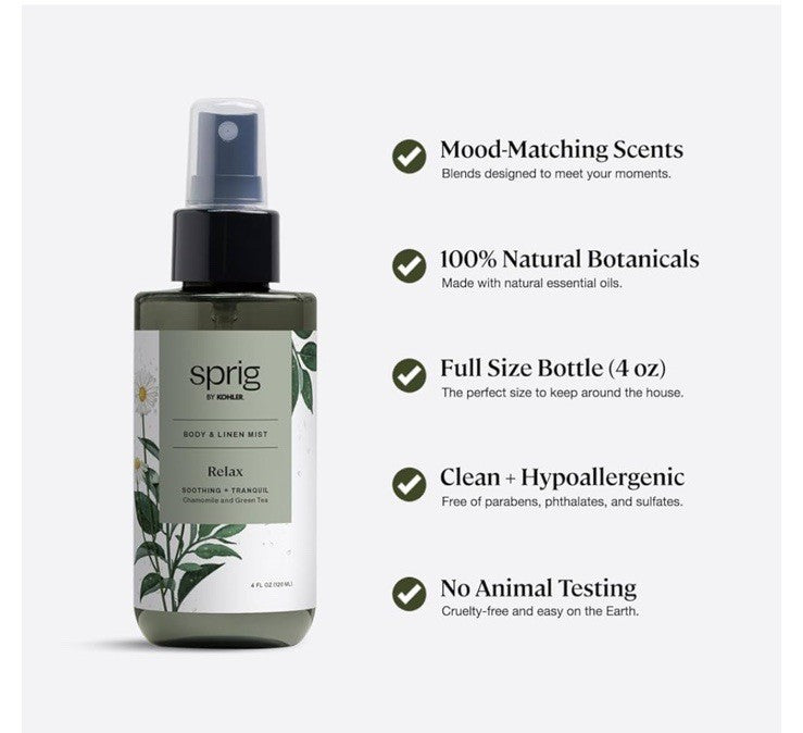 Relax Body & Linen Mist 3-Pack with Natural Essential Oils - Soothing Scent