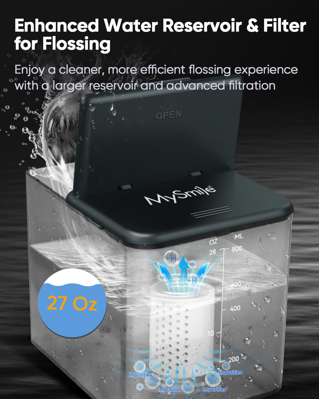 Electric Water Flosser Oral Irrigator with 6 Tips 800ml Reservoir, Multiple Modes
