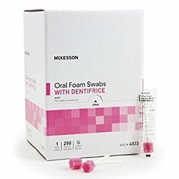 Oral Swabstick Foam Dentifrice Case of 1000 - Disposable Oral Cleaning Swabs