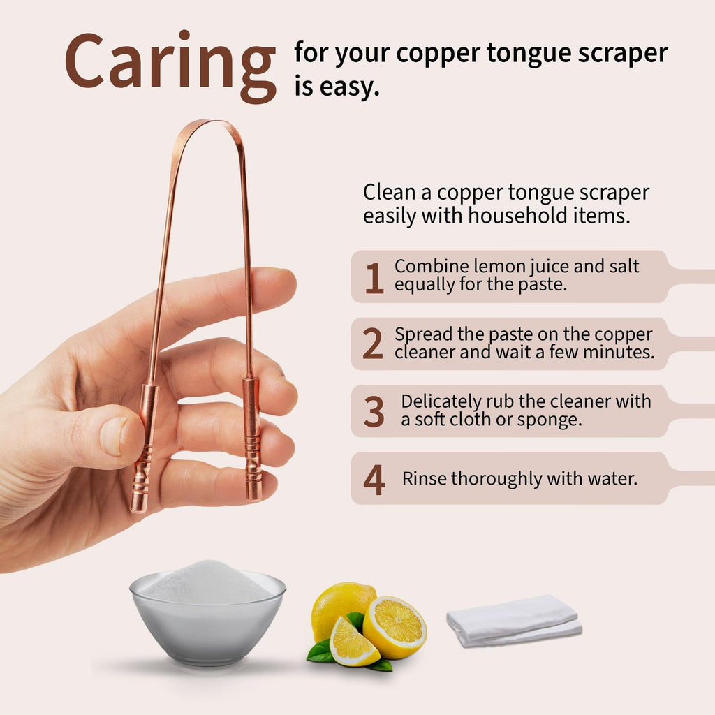 Copper Tongue Scraper for Adults - Oral Hygiene & Bad Breath Relief
