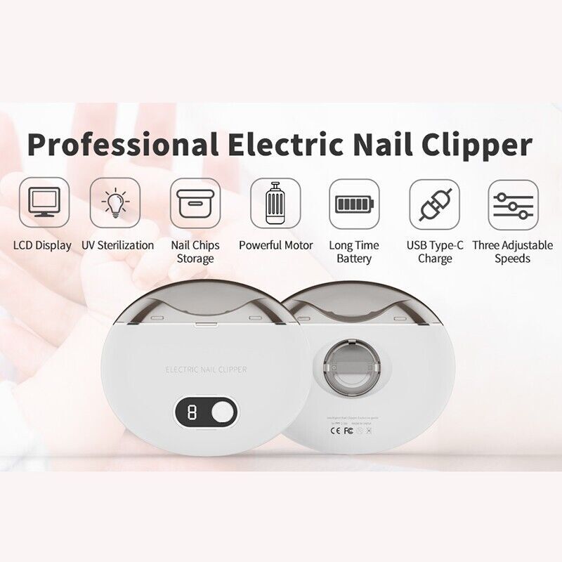 Electric Nail Clipper for Thick Toenails - Safe Pedicure Tool with Storage Box