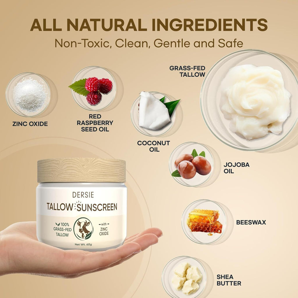 Natural Beef Tallow Sunscreen with Zinc Oxide - Skin Protection Balm
