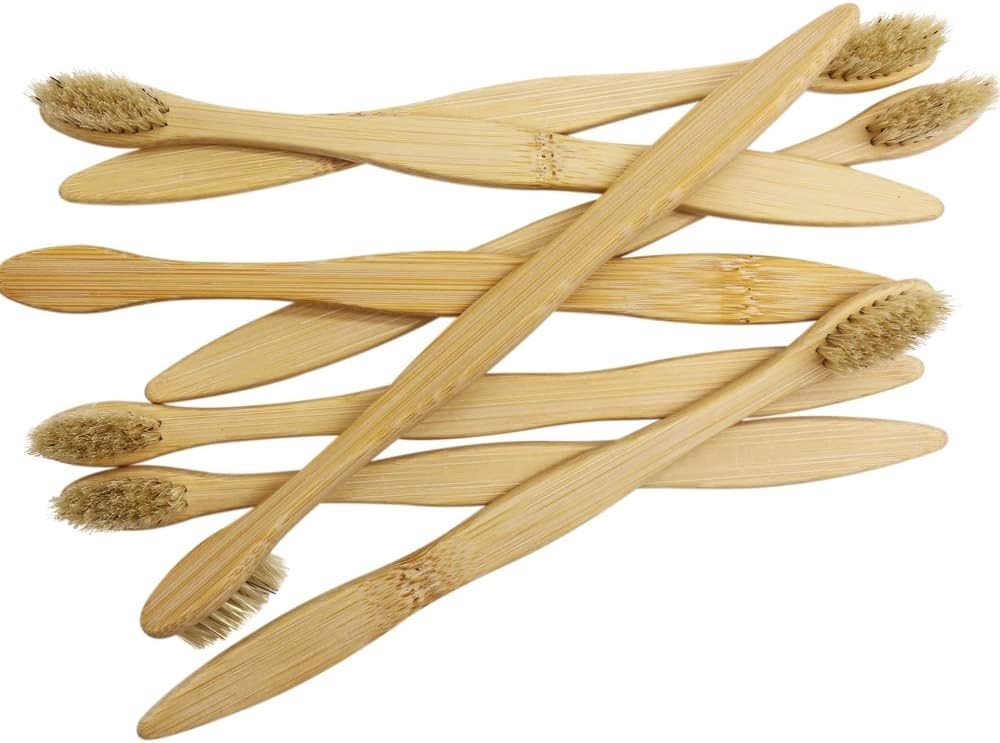 Biodegradable Bamboo Toothbrush with Boar Bristles - Eco-Friendly 8 Pack