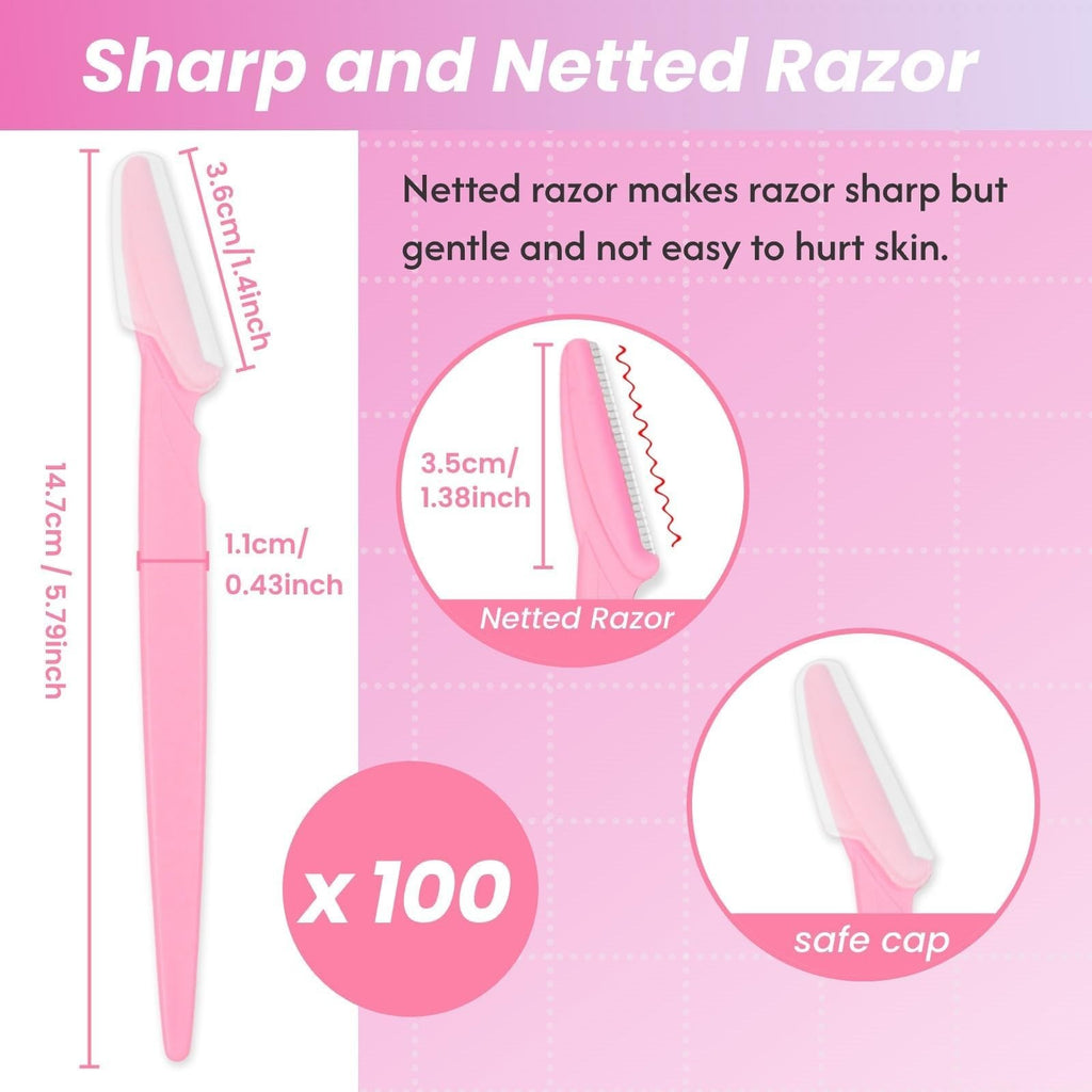 100 Pack Eyebrow and Face Razors for Dermaplaning Hair Removal