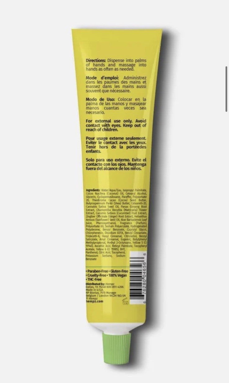 Hydrating Herbal Hand Cream - Moisturizing Hemp Seed & Sweet Almond 4 oz