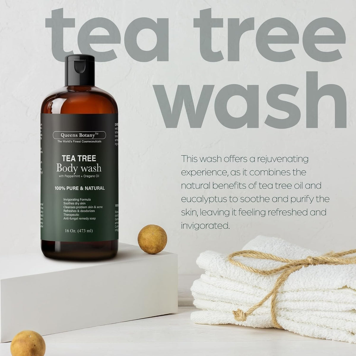 Antibacterial Tea Tree Oil Body Wash for Acne & Fungal Infection Relief - Extra Strength