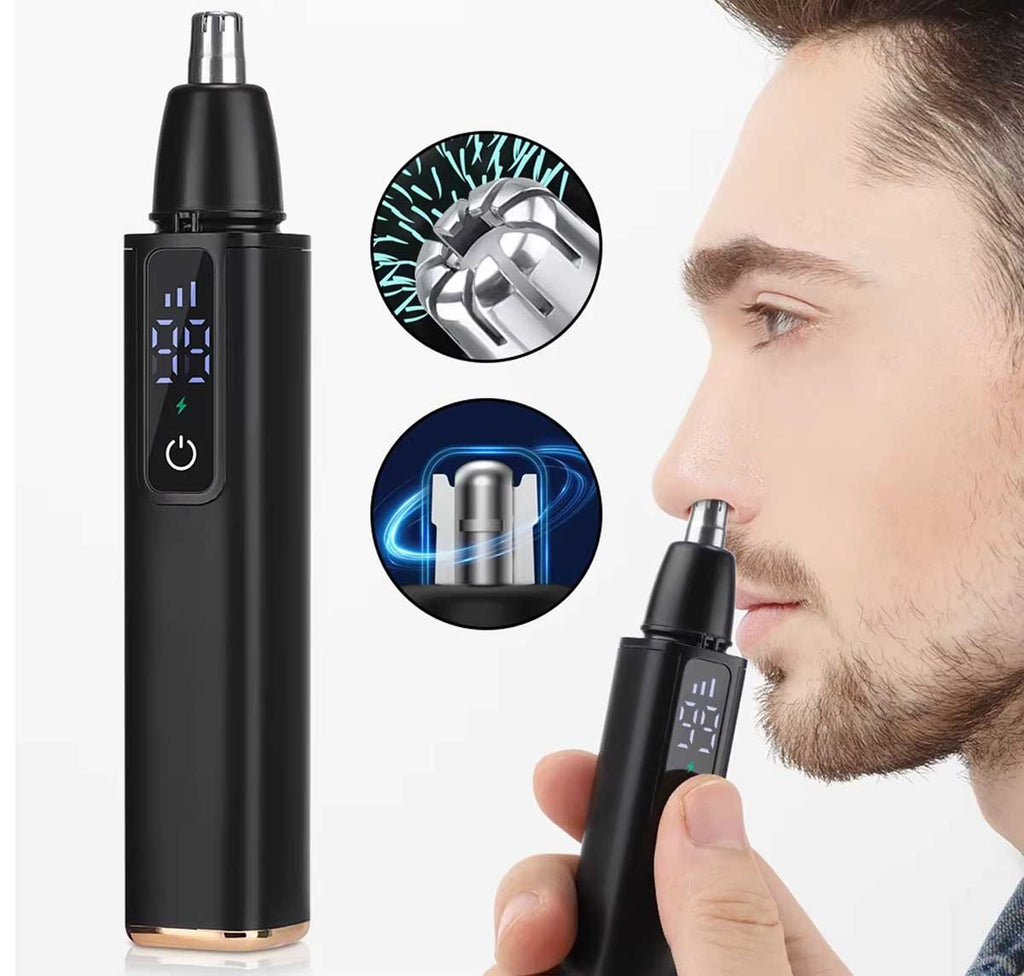 USB Rechargeable Waterproof Ear and Nose Hair Trimmer with LED Display