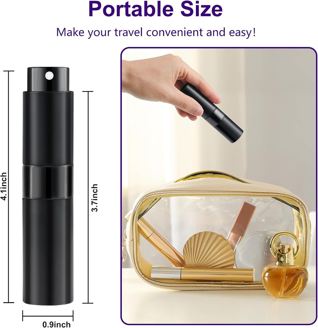 2 Pack 8ml Refillable Travel Perfume Atomizer Bottles - Portable Cologne Spray