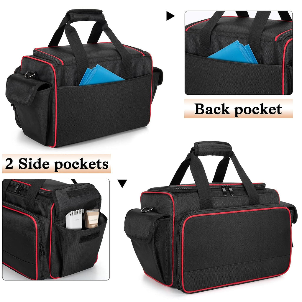 Travel Hairdresser Bag with Adjustable Dividers and Multiple Pockets - Black