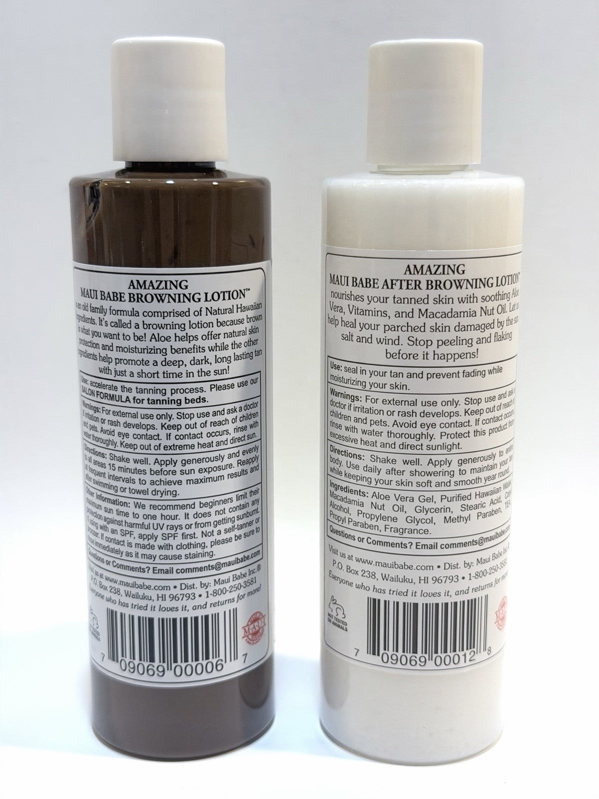Maui Babe Browning & After Browning Lotion Set 8 Oz Each Tanning Oil & After Sun Care