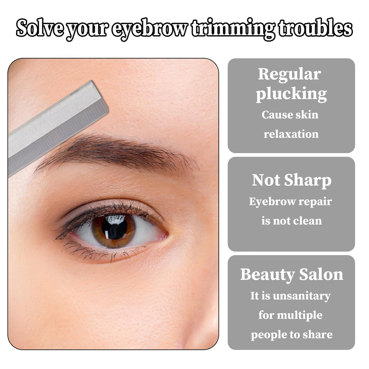 50 Pcs Stainless Steel Eyebrow Razor Blades - Disposable Safety Trimmers