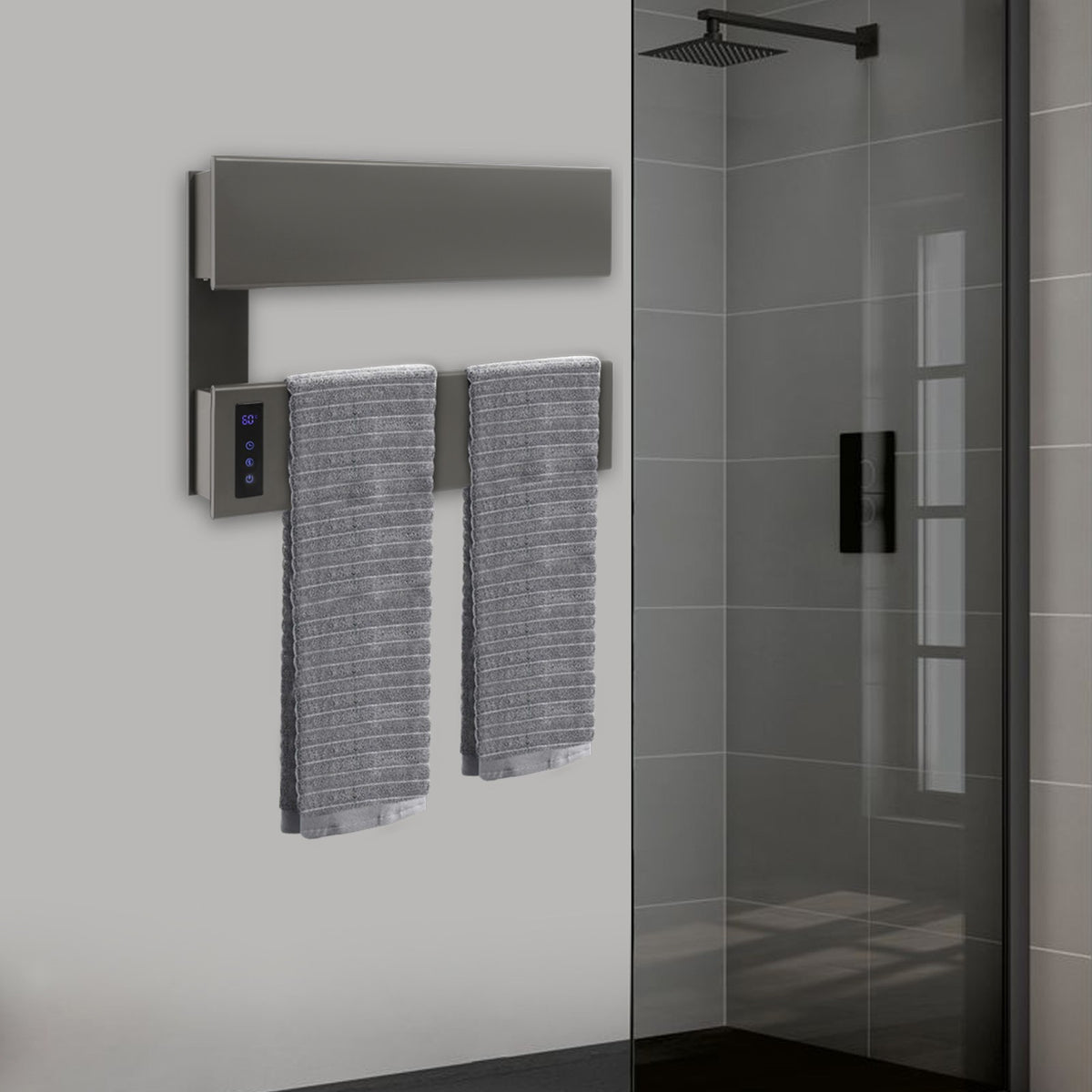 Electric Wall-Mounted Towel Warmer with Adjustable Timer and Temperature