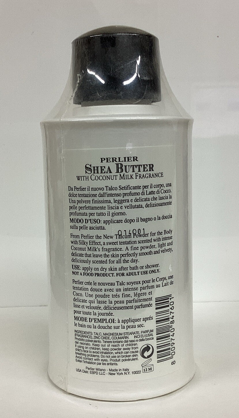 Perlier Shea Butter Silky Effect Talcum Powder with Coconut Milk 3.5oz - Sealed