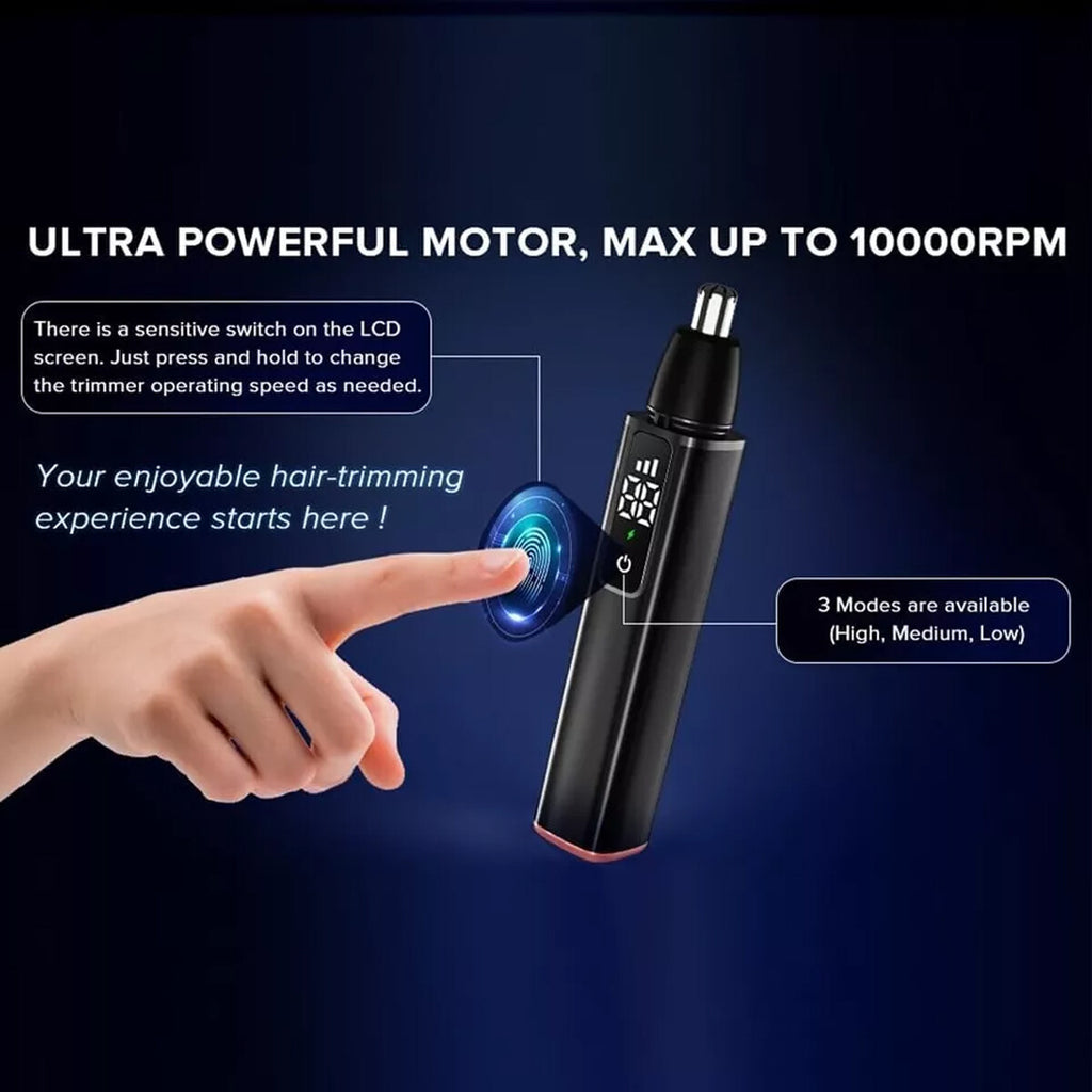 USB Rechargeable Ear and Nose Hair Trimmer with LCD Display Waterproof