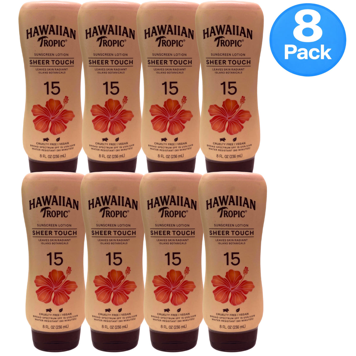Sunscreen Lotion SPF 15 - Hydrating, Water-Resistant, 8 Bottles