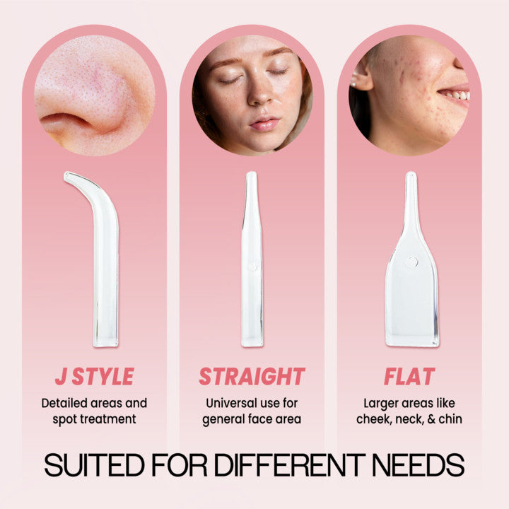 Vacuum Spray Glass Tube Set for Skin Care & Facial Extraction - 3 Pieces