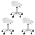 Hydraulic Spa Salon Stools Set of 3 with Backrest, White Adjustable Chairs