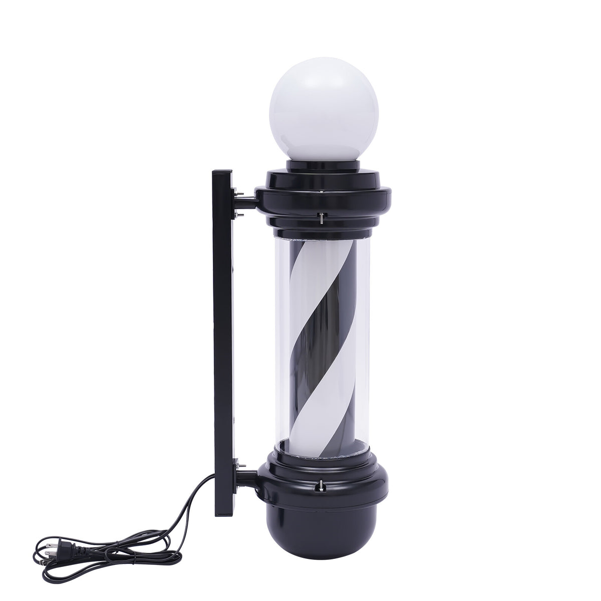 LED Barber Shop Sign Light - Rotating Black & White Wall Lamp for Hair Salons