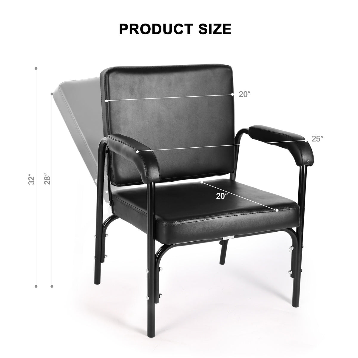 Reclining Shampoo Chair Salon Barber Spa Hair Styling Chair Black