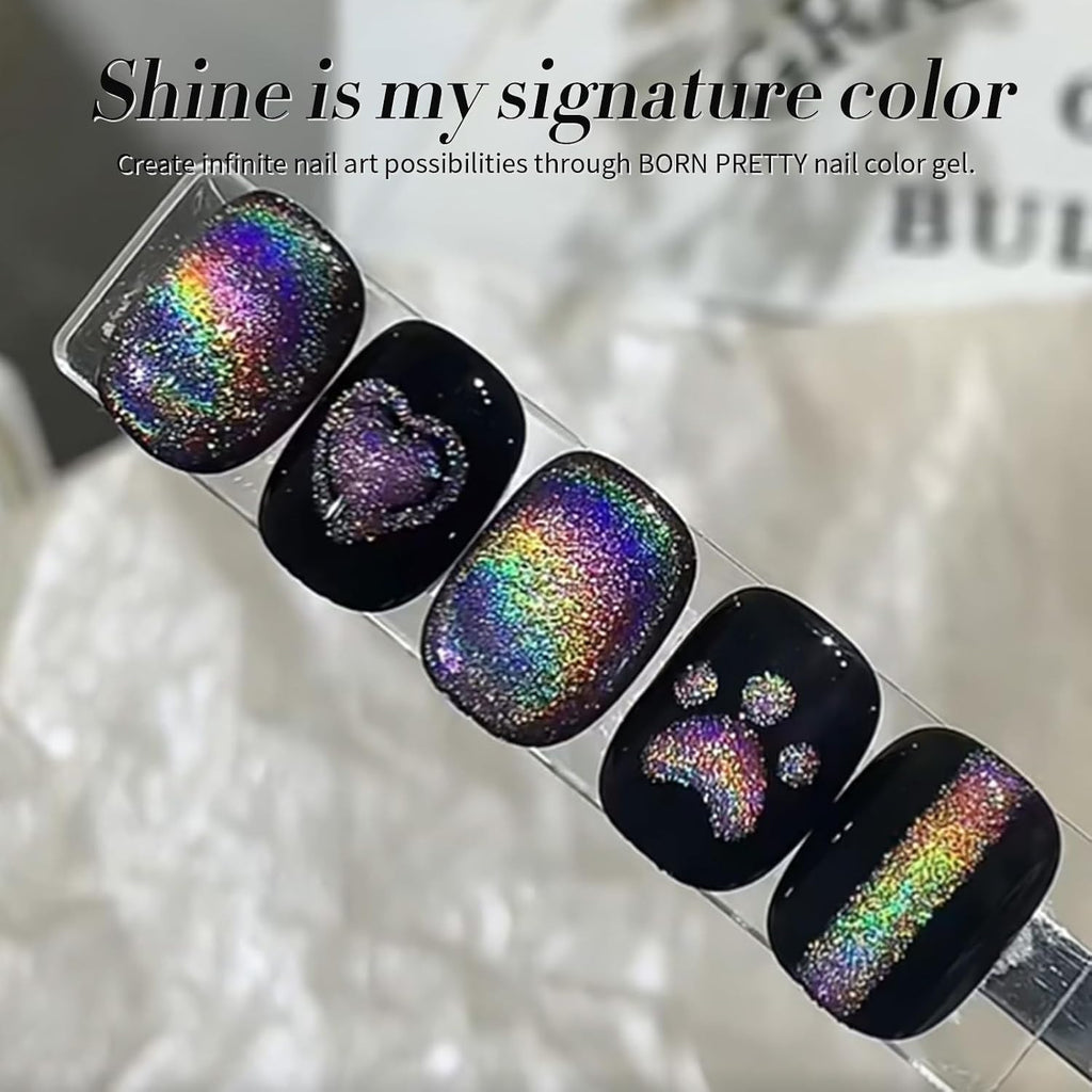 Magnetic Cat Eye Gel Nail Polish with Holographic Rainbow Effect - 15ml
