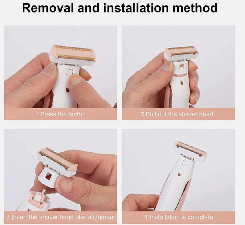 Women Painless Facial & Body Hair Removal Epilator Shaver - Wet & Dry