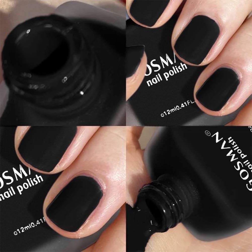 Matte Black Nail Polish Air Dry - Quick Dry, Long-Lasting, 0.41 Fl Oz
