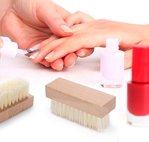 4 Pack Wooden Nail Brushes for Hand & Nail Cleaning - Non-Slip Grip
