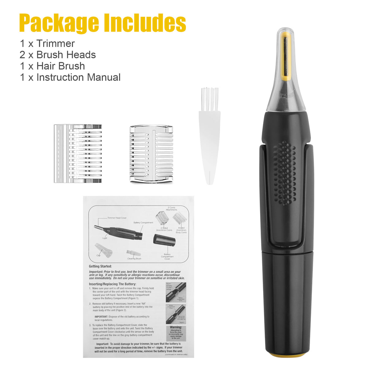Men's Electric Nose Ear Hair Trimmer & Facial Grooming Kit - Portable, Waterproof, Painless