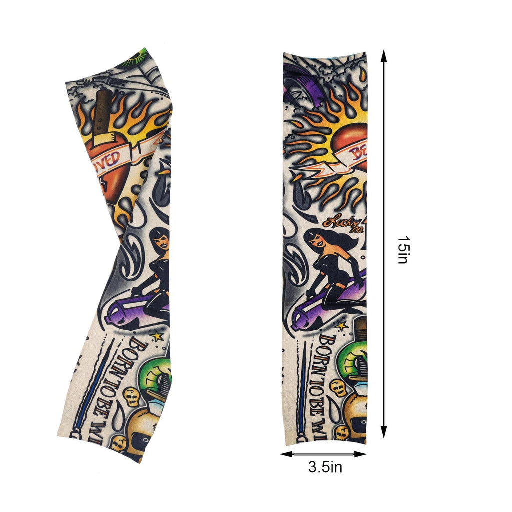 18 Pcs Temporary Tattoo Arm Sleeves – Random Pattern Nylon Spandex Sleeves for Men Women