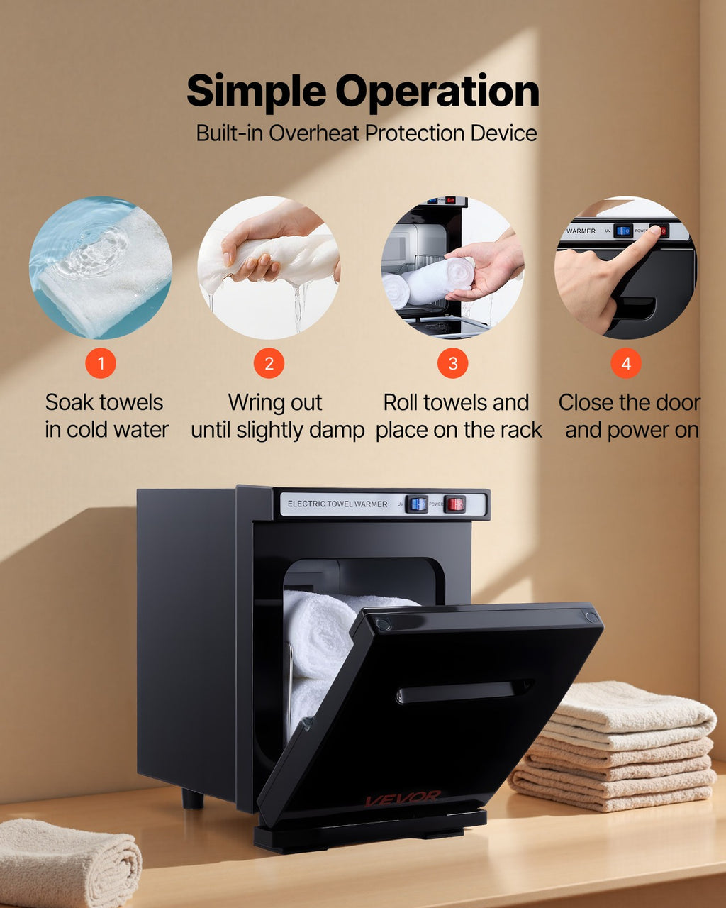 Hot Towel Warmer 1.1 Gallon Small Towel Cabinet for Disinfection & Storage