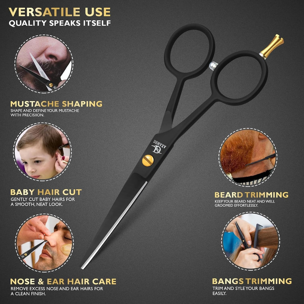 Professional Beard Scissors for Men with Mustache Comb & Grooming Kit