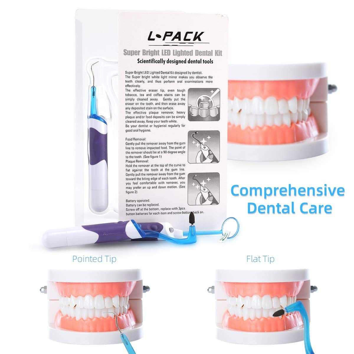 LED Dental Cleaning Kit Tartar Remover & Oral Hygiene Mirror