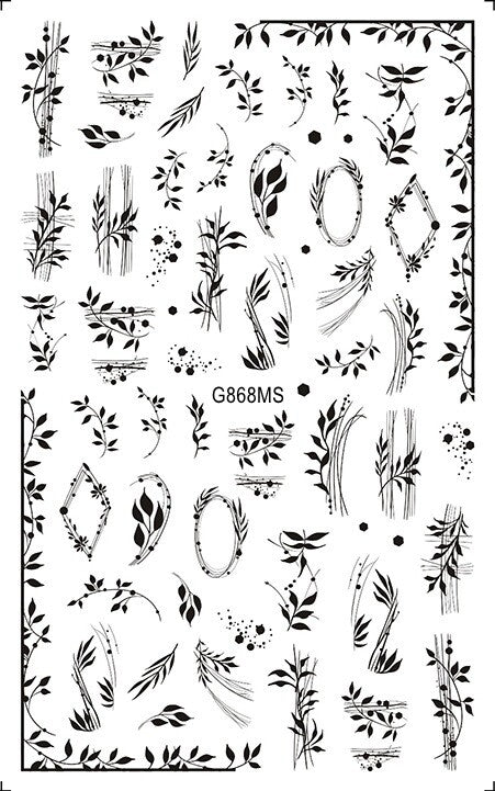 Flower Leaf Nail Stickers Set - Decorative Decals for Manicure, Miss Colour