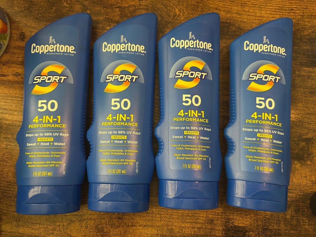 Coppertone Sport SPF50 Sunscreen 4 Pack, Water-Resistant UV Protection, 7oz Each
