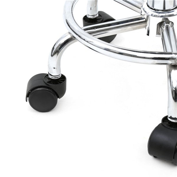 Hydraulic Adjustable Salon Stool with Backrest and Wheels - Black