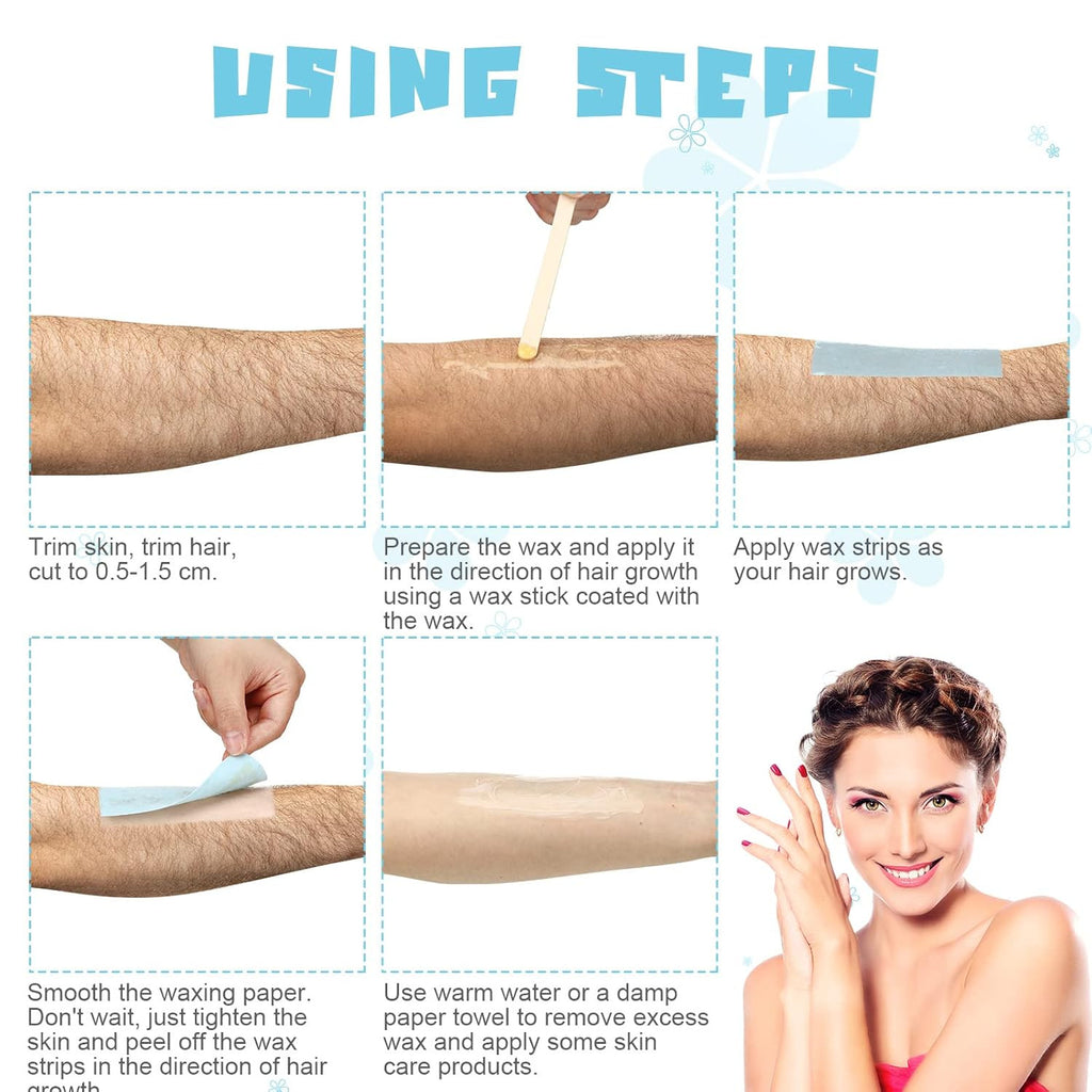 400 Pack Non-Woven Wax Paper Strips for Body Hair Removal