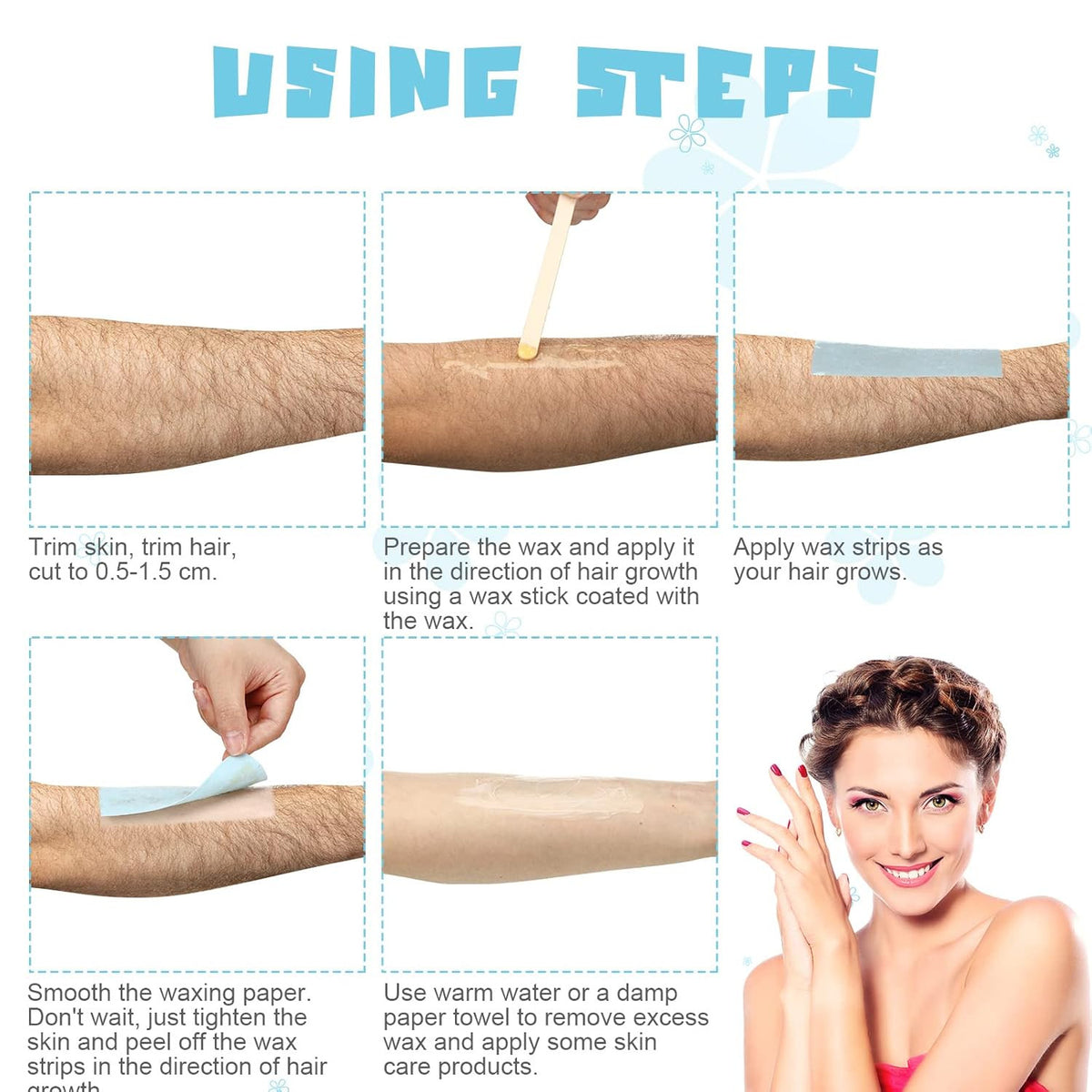 400 Pack Non-Woven Wax Paper Strips for Body Hair Removal