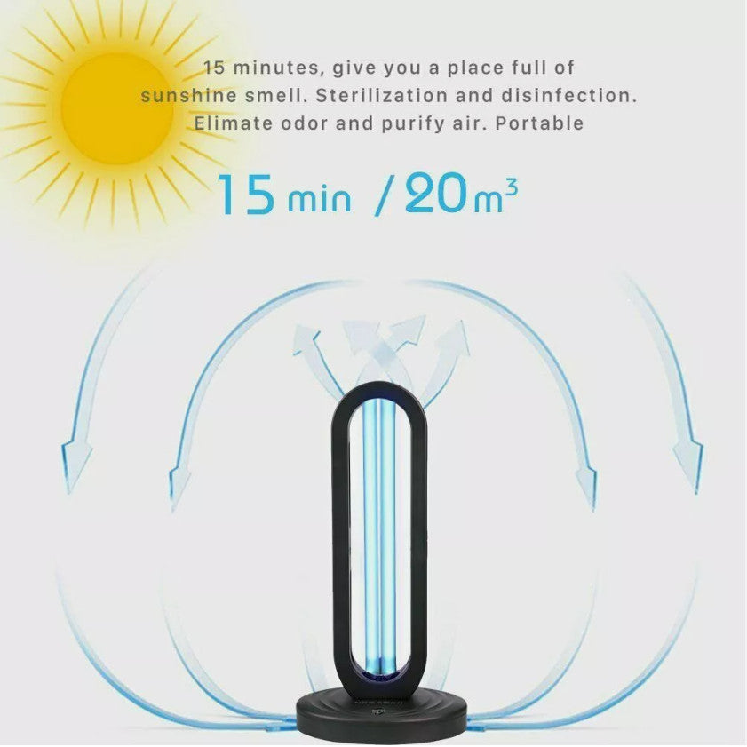 Portable UV-C Disinfection Sterilizer 38W Timer Remote Ozone for Household