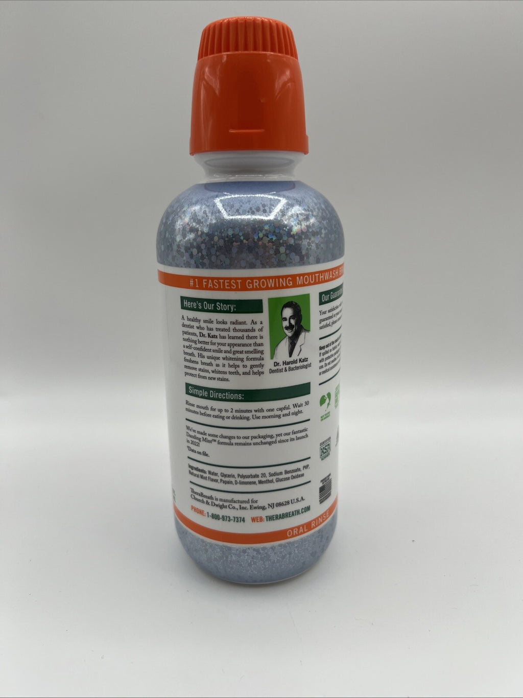 Whitening Mouthwash with Fresh Dazzling Mint - 16 Oz Oral Rinse for Breath Freshening