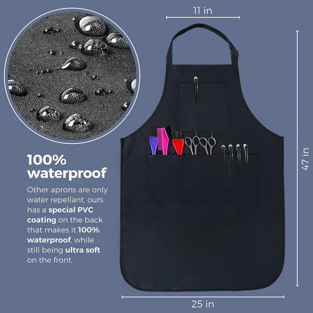 Waterproof Hair Salon Apron with 5 Pockets - Bleach-Resistant & Stainproof