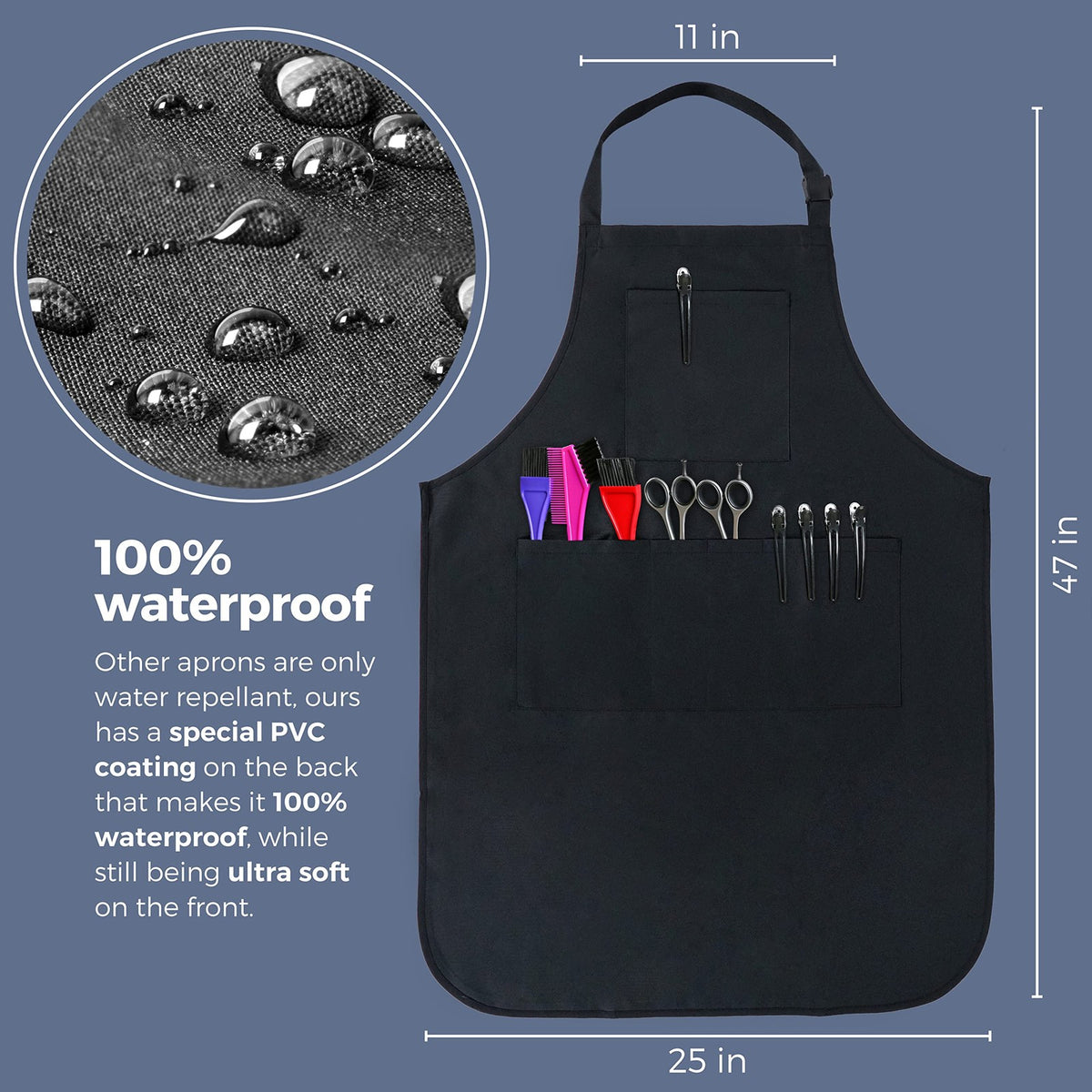 Waterproof Hair Salon Apron with 5 Pockets - Bleach-Resistant & Stainproof