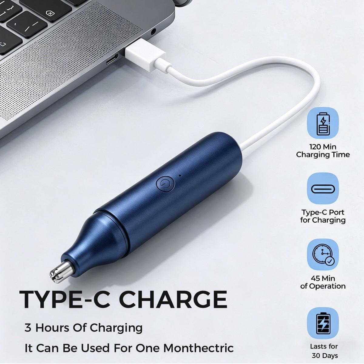 2-in-1 Electric Razor & Nose Hair Trimmer USB Rechargeable Men Women Grooming