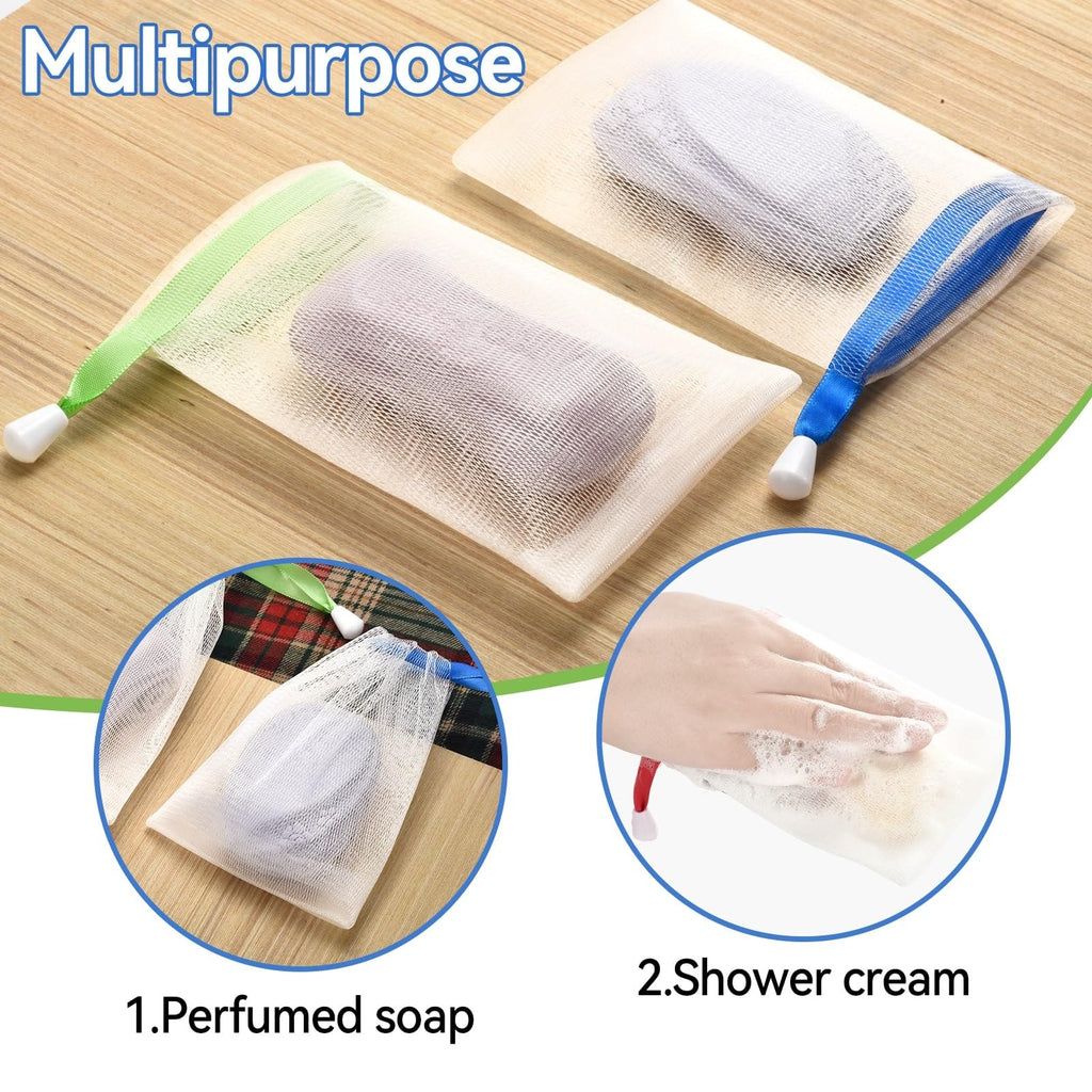 Mesh Soap Saver Bags 10 Pack Exfoliating Foam Net for Shower & Bath