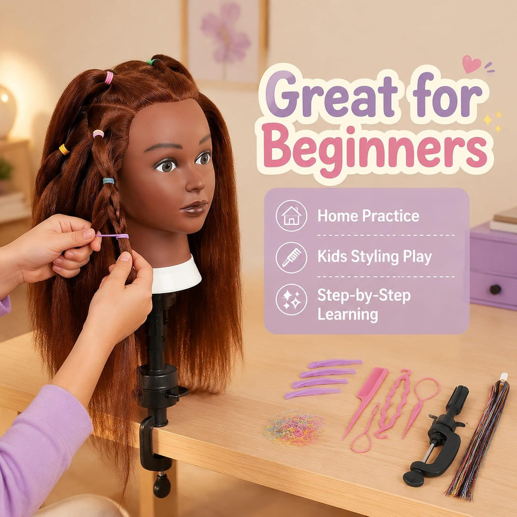 16-Inch Human Hair Mannequin Head for Hairstyling & Training