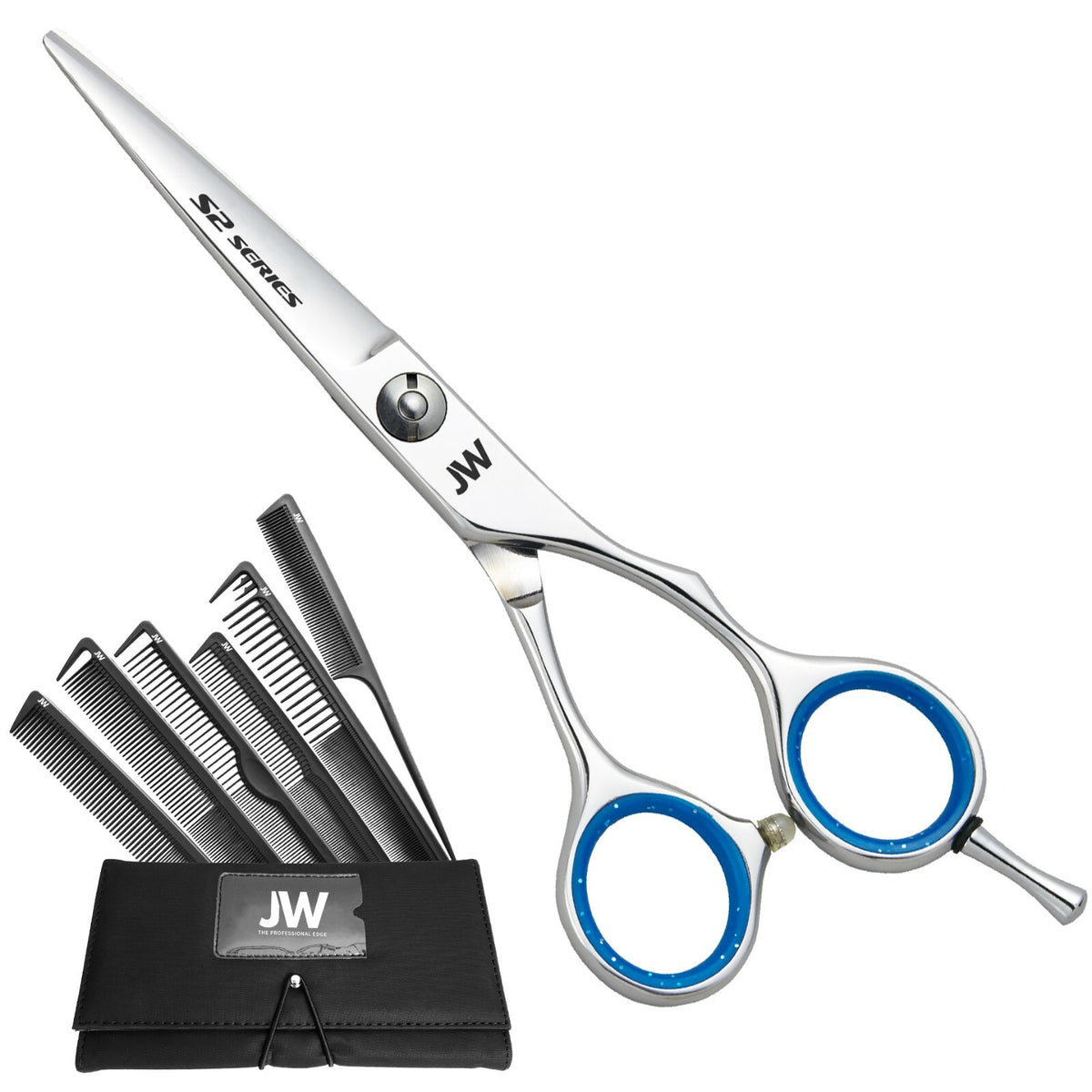 Professional Hair Shears Set with Carbon Combs - Multiple Lengths & Hand Options