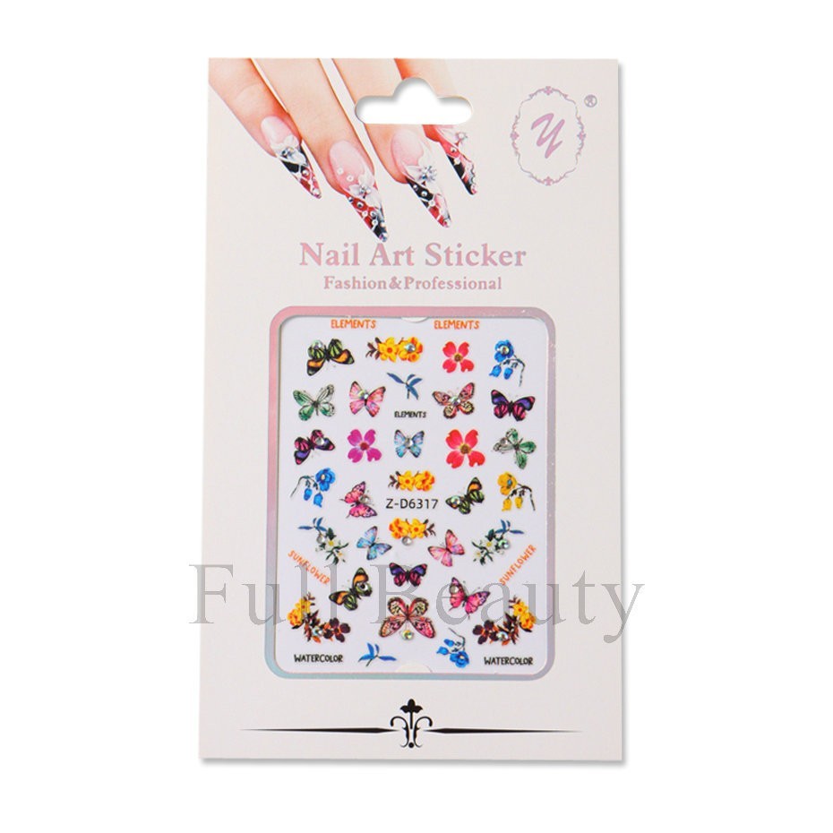 Nail Art Butterfly Sunflower Rhinestone Stickers Self-Adhesive for Nails