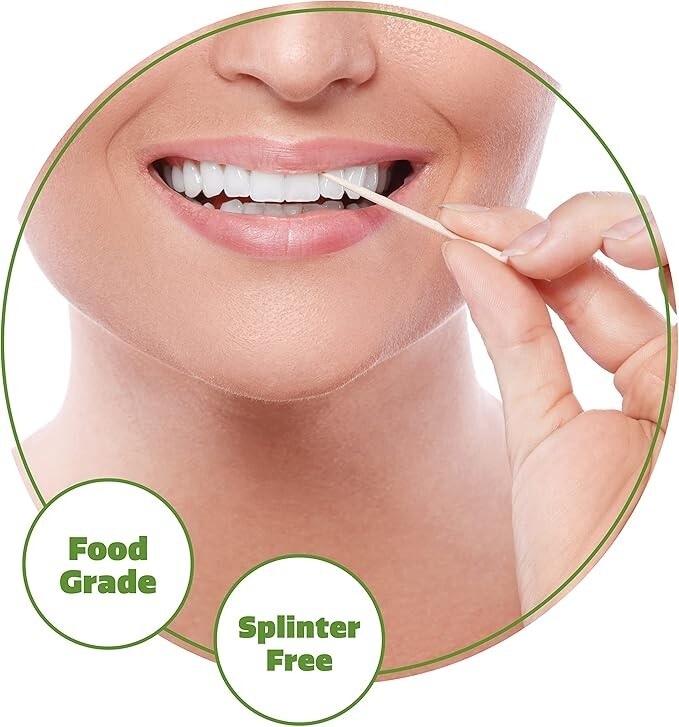 1500 Bamboo Wooden Toothpicks - Eco-Friendly, Biodegradable, Food & Dental Use