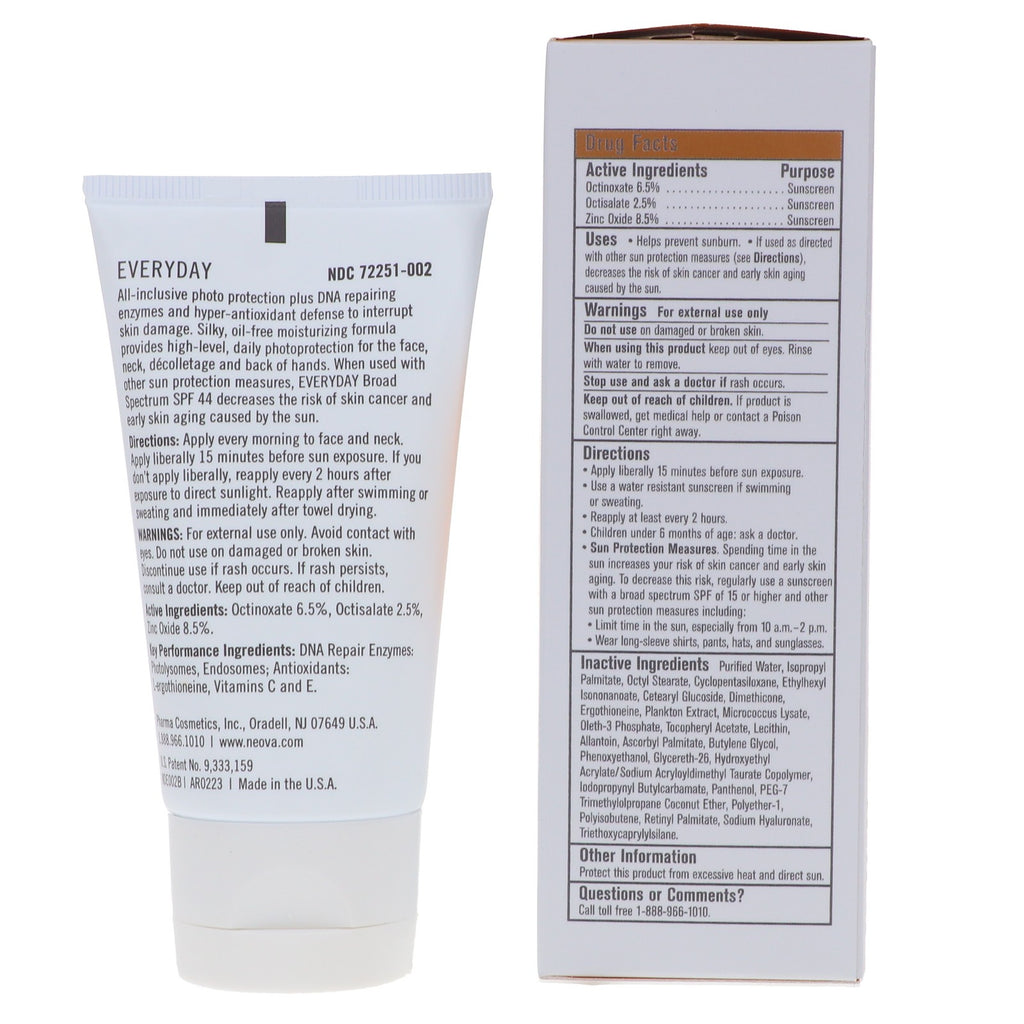 SPF 44 Sunscreen with DNA Repair Enzymes - 2.5 oz Moisturizing Sun Protection