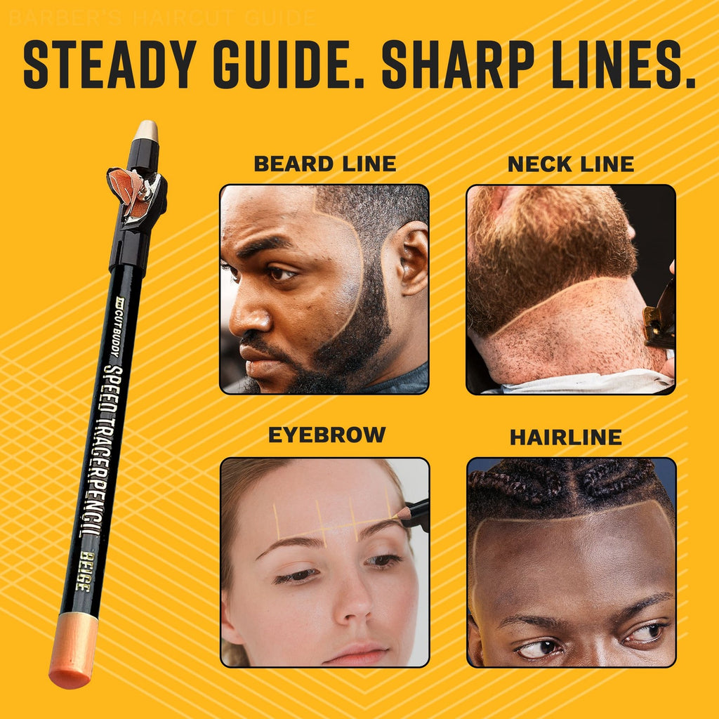 Beige Barber Pencils with Sharpener for Hairline & Beard Tracing - 4 Pack